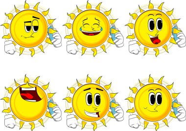 Cep telefonuyla konuşuyor karikatür güneş.