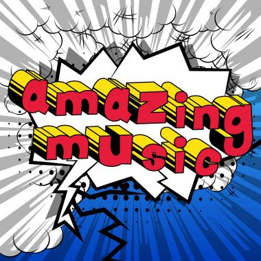 İnanılmaz müzik - çizgi roman tarzı kelime.