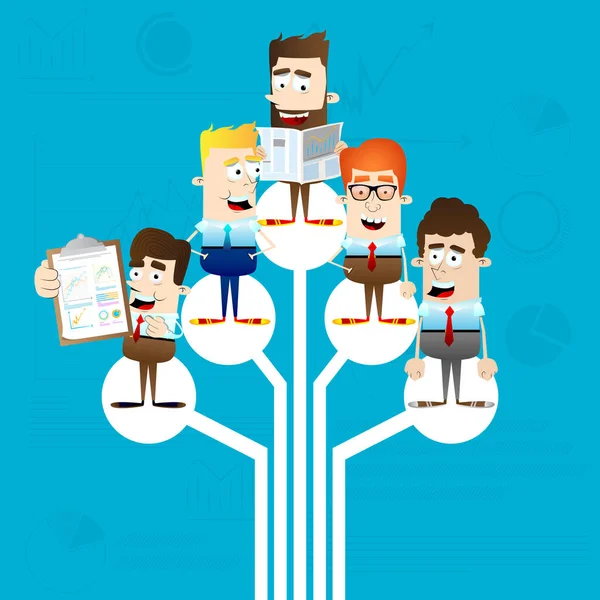 Group of business people standing on logic tree. — Stock Vector