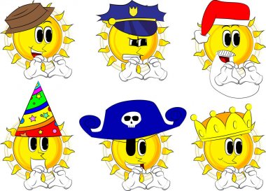 Çizgi film güneş kalp şekli el hareketi ile.