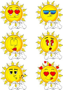 Çizgi film güneş kalp şekli el hareketi ile.