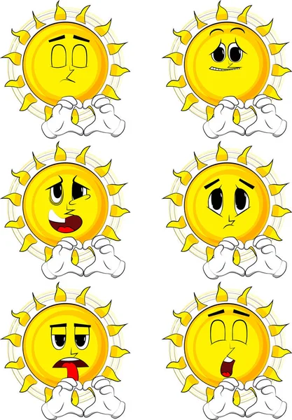 Cartoon-Sonne mit herzförmiger Handgeste. — Stockvektor