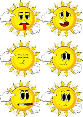 Çizgi film güneş onun başına hayali bir silahı. 