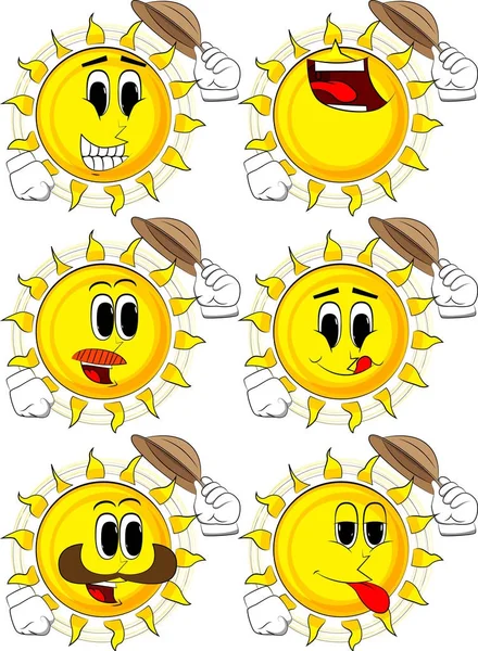 Dibujos animados sol inclinar su sombrero . — Archivo Imágenes Vectoriales