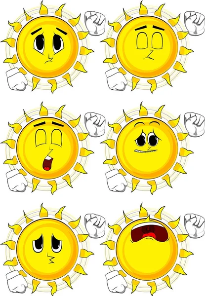 Cartoon zon maken van macht aan de mensen vuist gebaar. — Stockvector