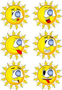 Dürbün onun elinde tutan karikatür güneş.