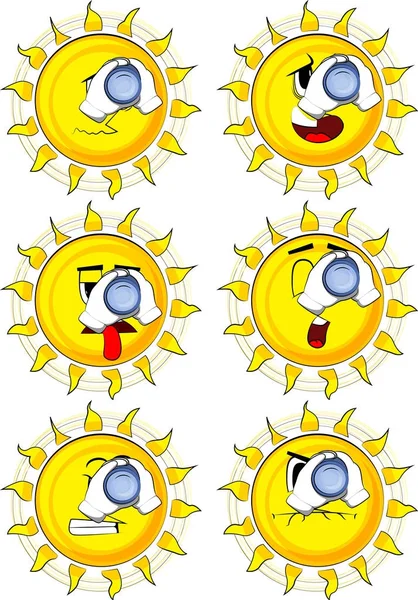 卡通太阳捧着双筒望远镜. — 图库矢量图片