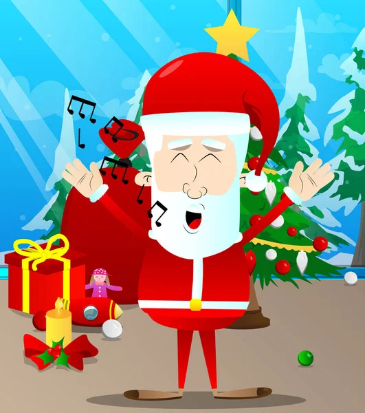 Santa Claus singing. — Stock Vector