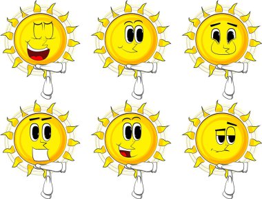 Çizgi film güneş zaman aşımı el hareketi ile. 