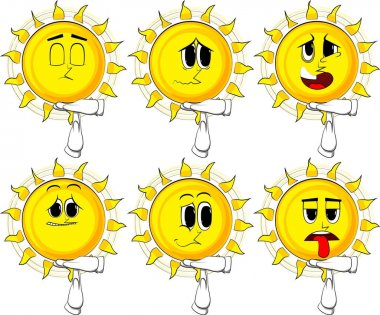 Çizgi film güneş zaman aşımı el hareketi ile. 