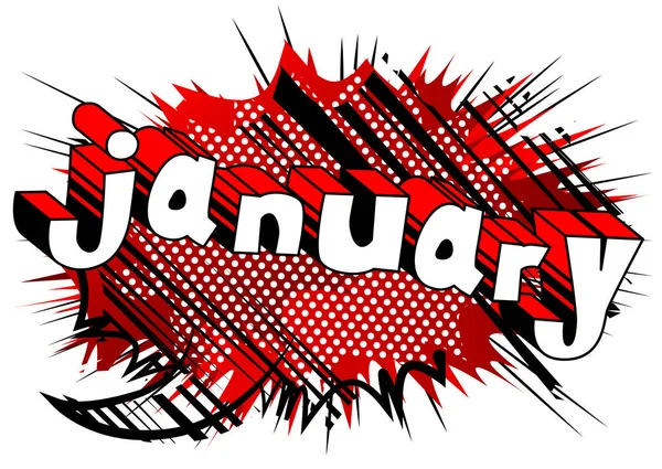 Ιανουαρίου - κόμικ στυλ λέξη. — Διανυσματικό Αρχείο