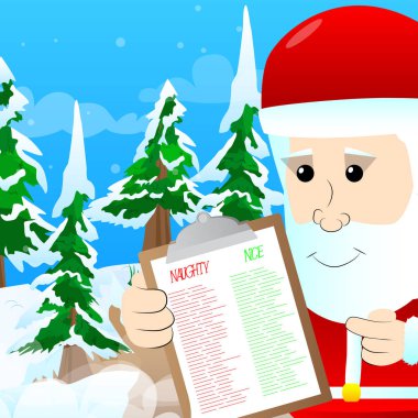 Noel Baba gösteren naughty veya nice listesi.