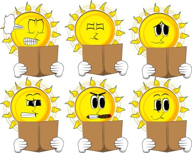 Çizgi film güneş bir kitap okuma.