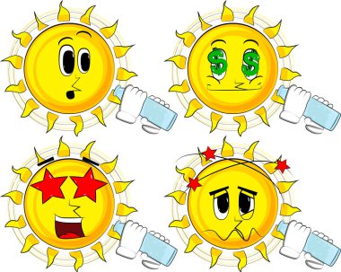 Çizgi film güneş içme suyu cam şişe.