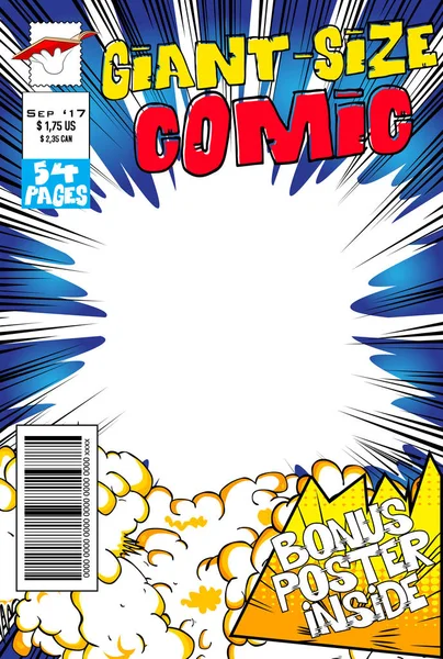 Bewerkbare Comic Book Cover Met Lege Explosie Achtergrond — Stockvector