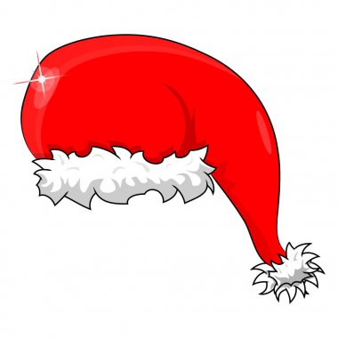Beyaz arka plan üzerinde izole karikatür Noel Baba şapkası.