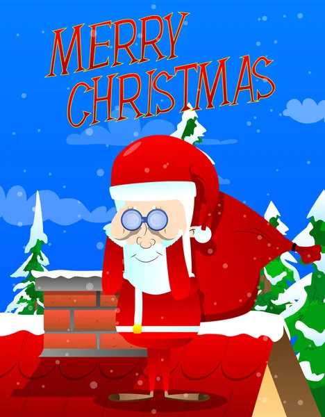 Santa Claus Looking Opportunity Binocular Vector Cartoon Character Illustration — Stock Vector