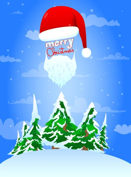 Cartoon Santa Hat Greeting Card Eps Vector Illustration — Stock Vector