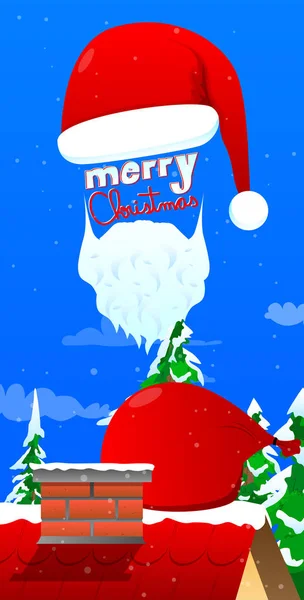 Cartoon Weihnachtsmann Grußkarte Folge Vektor Abbildung — Stockvektor