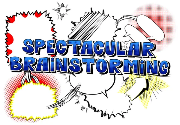 Espectacular Lluvia Ideas Palabra Estilo Cómic Sobre Fondo Abstracto — Vector de stock