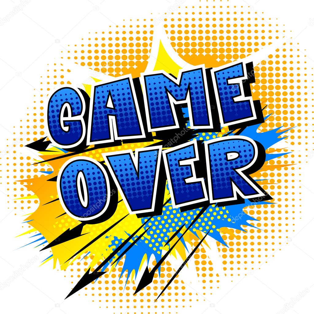 Game Over - Comic book style word on abstract background.