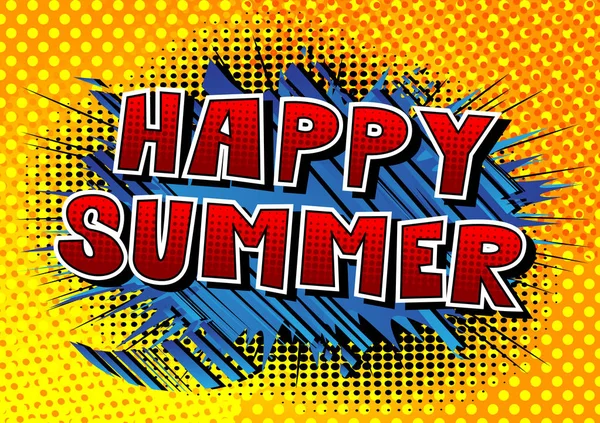 Καλό Καλοκαίρι Κόμικ Στυλ Λέξη Αφηρημένα Φόντο — Διανυσματικό Αρχείο