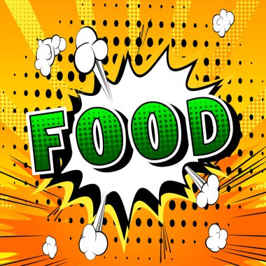 Gıda - çizgi roman tarzı ifade arka plan üzerinde.