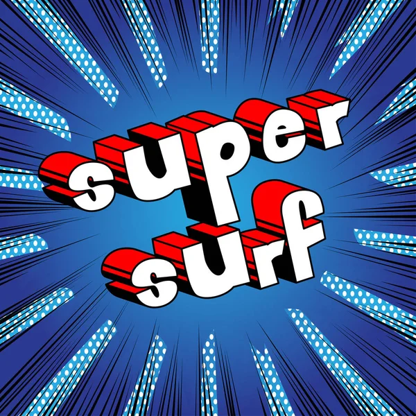 Super Surf Comic Book Stijl Woord Abstracte Achtergrond — Stockvector