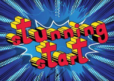 Çarpıcı Start - arka plan üzerinde çizgi roman tarzı kelime.