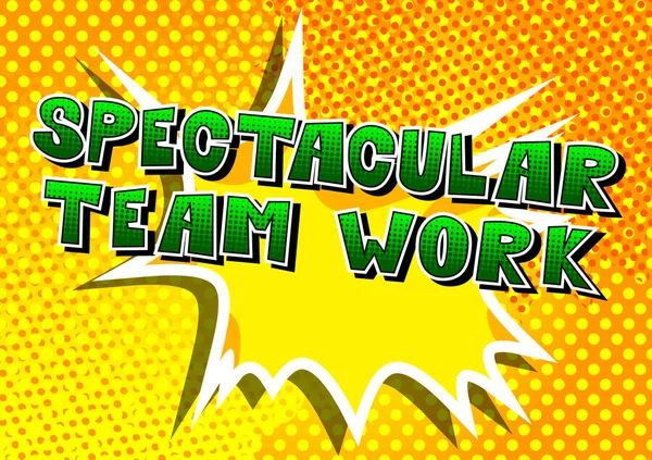 Spectaculaire Teamwork Comic Book Stijl Zinsdeel Abstracte Achtergrond — Stockvector