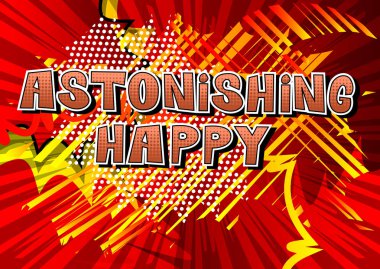 Happy - arka plan üzerinde çizgi roman tarzı kelime şaşırtıcı.