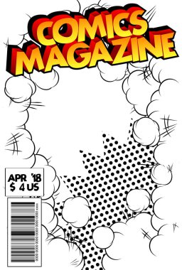 Soyut patlama arka plan ile düzenlenebilir çizgi roman kapak.