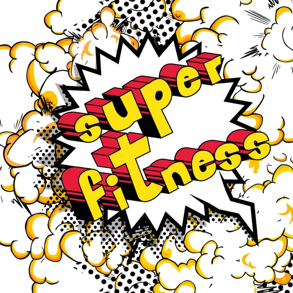 超级健身 漫画风格一词是基于抽象背景 — 图库矢量图片