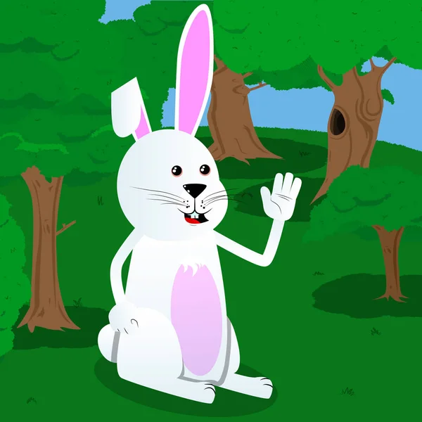 Easter Bunny Waving Hand Vector Cartoon Character Illustration — Stock Vector