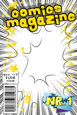 Soyut patlama arka plan ile düzenlenebilir çizgi roman kapak.