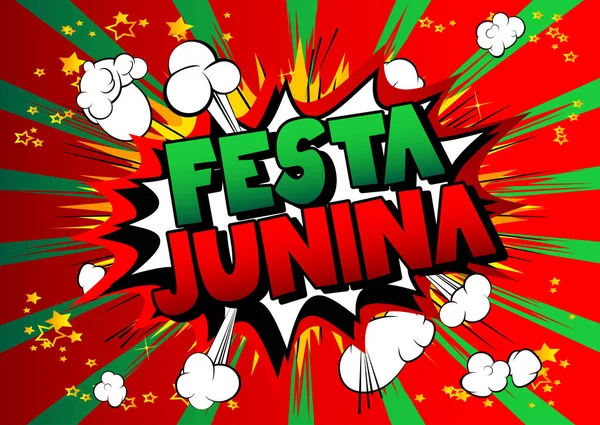 Festa Junina Manifesto Della Festa Illustrazione Vettoriale Stile Fumetto Festival — Vettoriale Stock