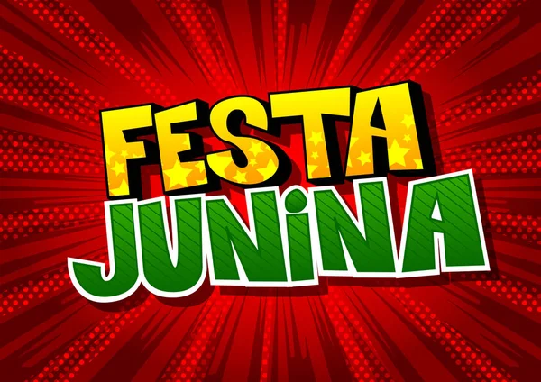 Festa Junina Képregény Stílusú Vektoros Illusztráció Fél Poszter Brazília Fesztivál — Stock Vector