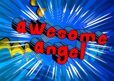 Harika Angel - çizgi roman tarzı ifade arka plan üzerinde.