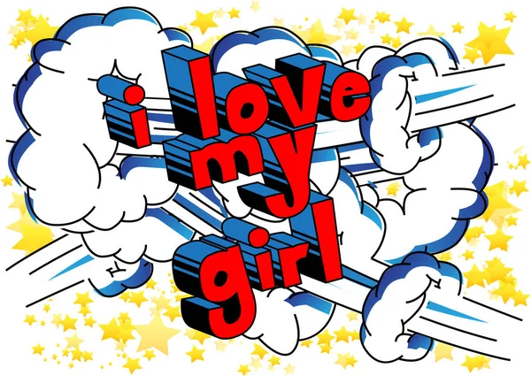 Love Girl Comic Book Styl Fráze Abstraktní Pozadí — Stockový vektor