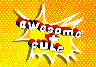 Harika Cute - çizgi roman tarzı ifade arka plan üzerinde.