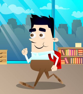 Çocuk okula gidiyor. Vektör çizgi film karakteri çizim.