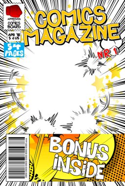 Soyut patlama arka plan ile düzenlenebilir çizgi roman kapak.