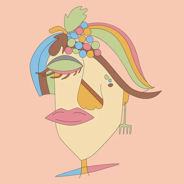 Mujer Abstracta Cara Gráfica Vector Ilustración — Archivo Imágenes Vectoriales