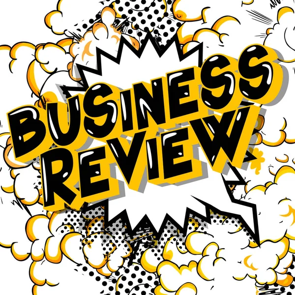 Business Review Stripboekstijl Woord Abstracte Achtergrond — Stockvector