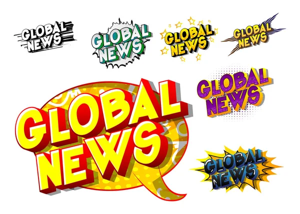 Global News Mot Style Sur Fond Abstrait — Image vectorielle