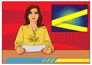 Pop Art spikeri, flaş haber, bir suç, patlama, saldırı ya da kaza haberi - çizgi roman tarzı, karikatür vektör çizimi.