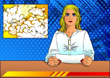 Pop Art spikeri, flaş haber, bir suç, patlama, saldırı ya da kaza haberi - çizgi roman tarzı, karikatür vektör çizimi.