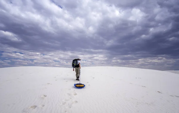 Trekking Desert White Sands National Monument Always Has Full Surprise Stock Image