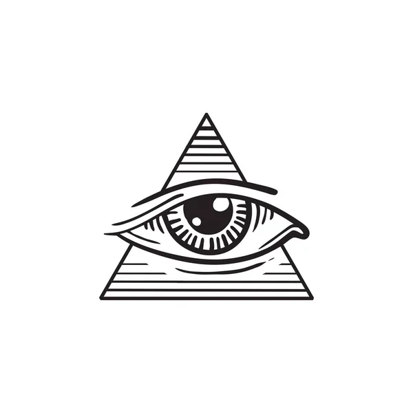 Illustration of eye in the pyramid, in the style of tattoos — Stock Vector