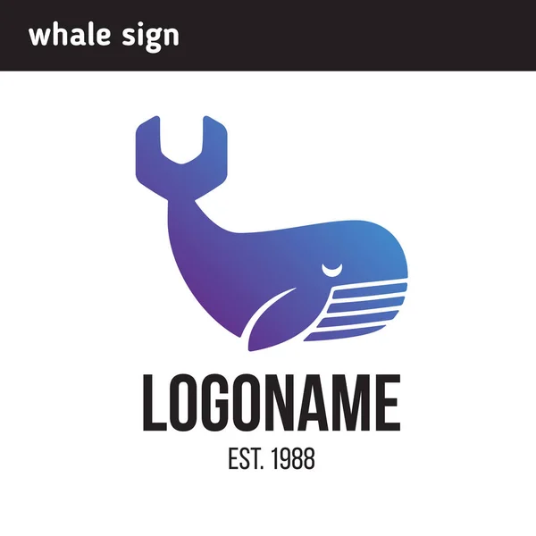 Sign of the whale tail in the form of a key — Stock Vector